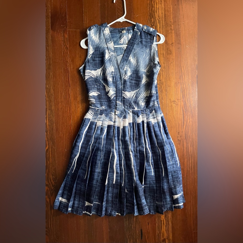 Tommy Hilfiger Navy and White Patterned Dress